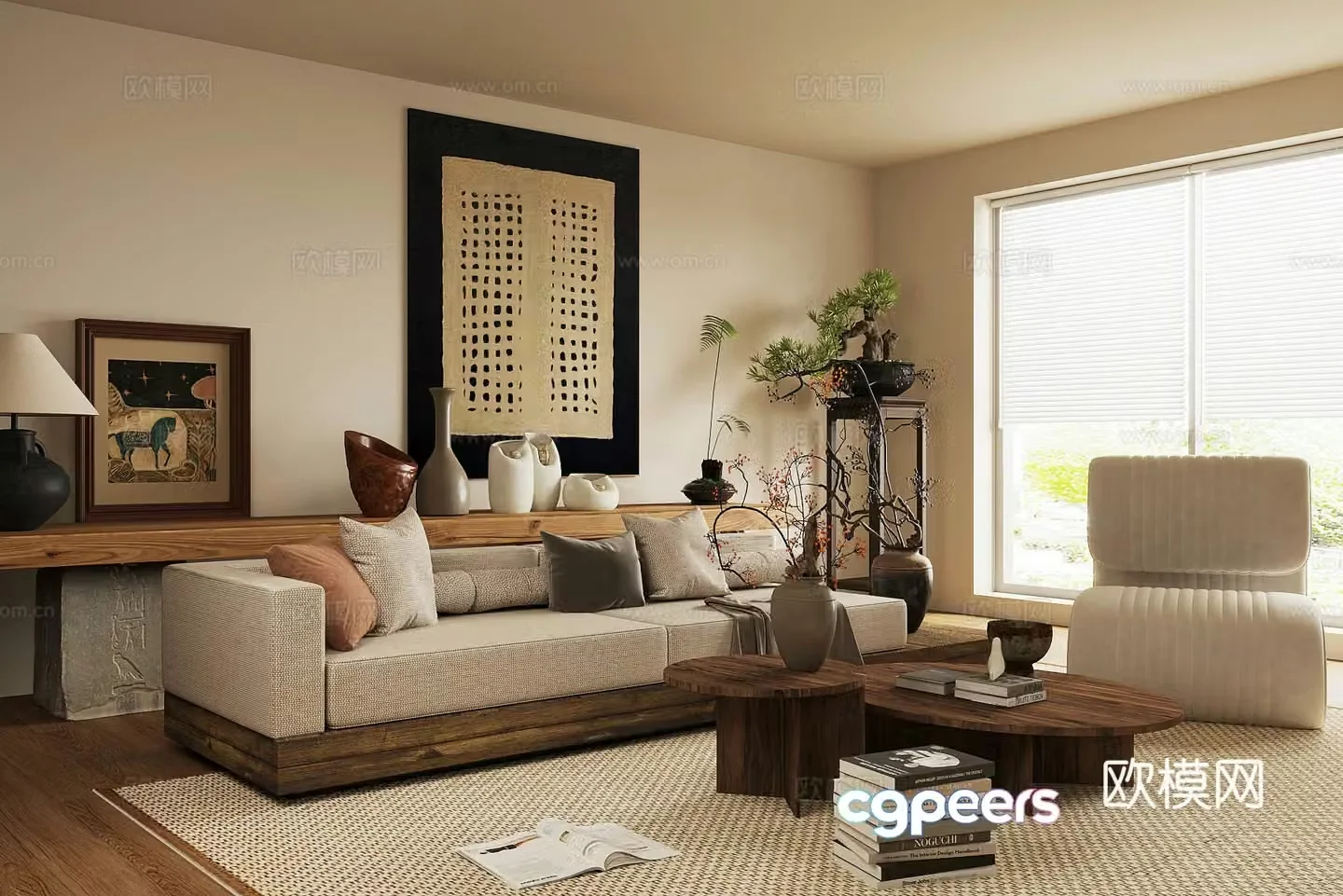 Middle-aged home living room Song style aesthetic living room New Chinese style living room Song style living room Sofa coffee table 3D model