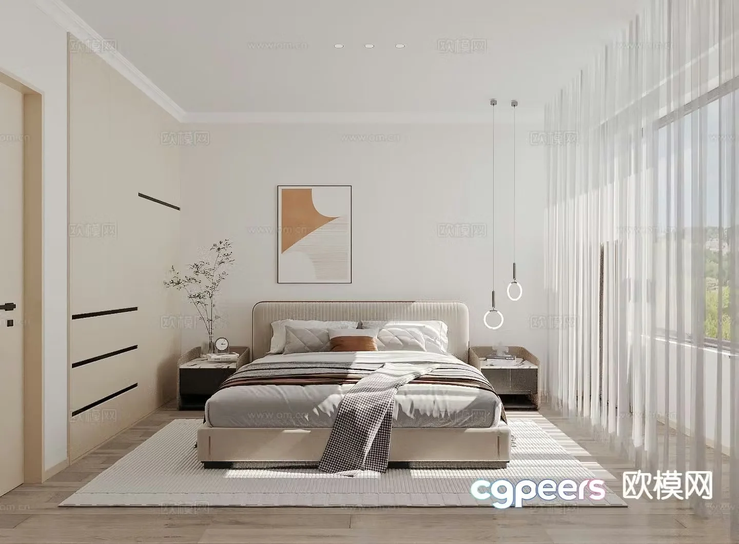 Modern minimalist bedroom master bedroom 3d model