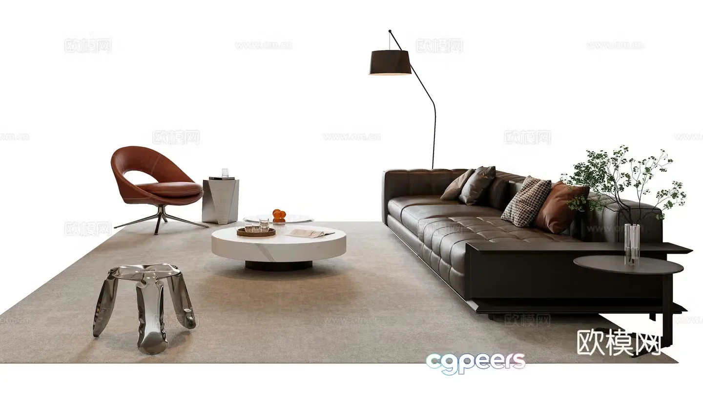 Italian sofa coffee table combination 3D model