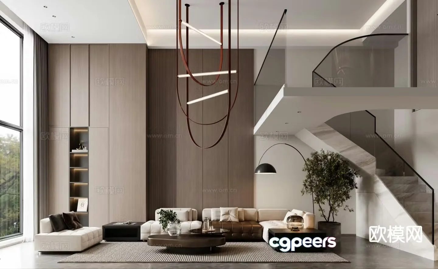Modern villa guest dining room 3D model
