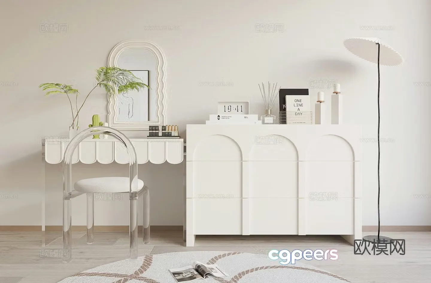 Cream style dresser 3d model
