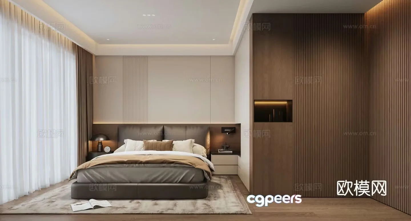 Italian minimalist master bedroom 3d model
