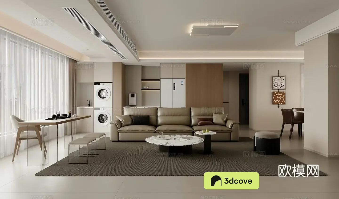 Modern living and dining room