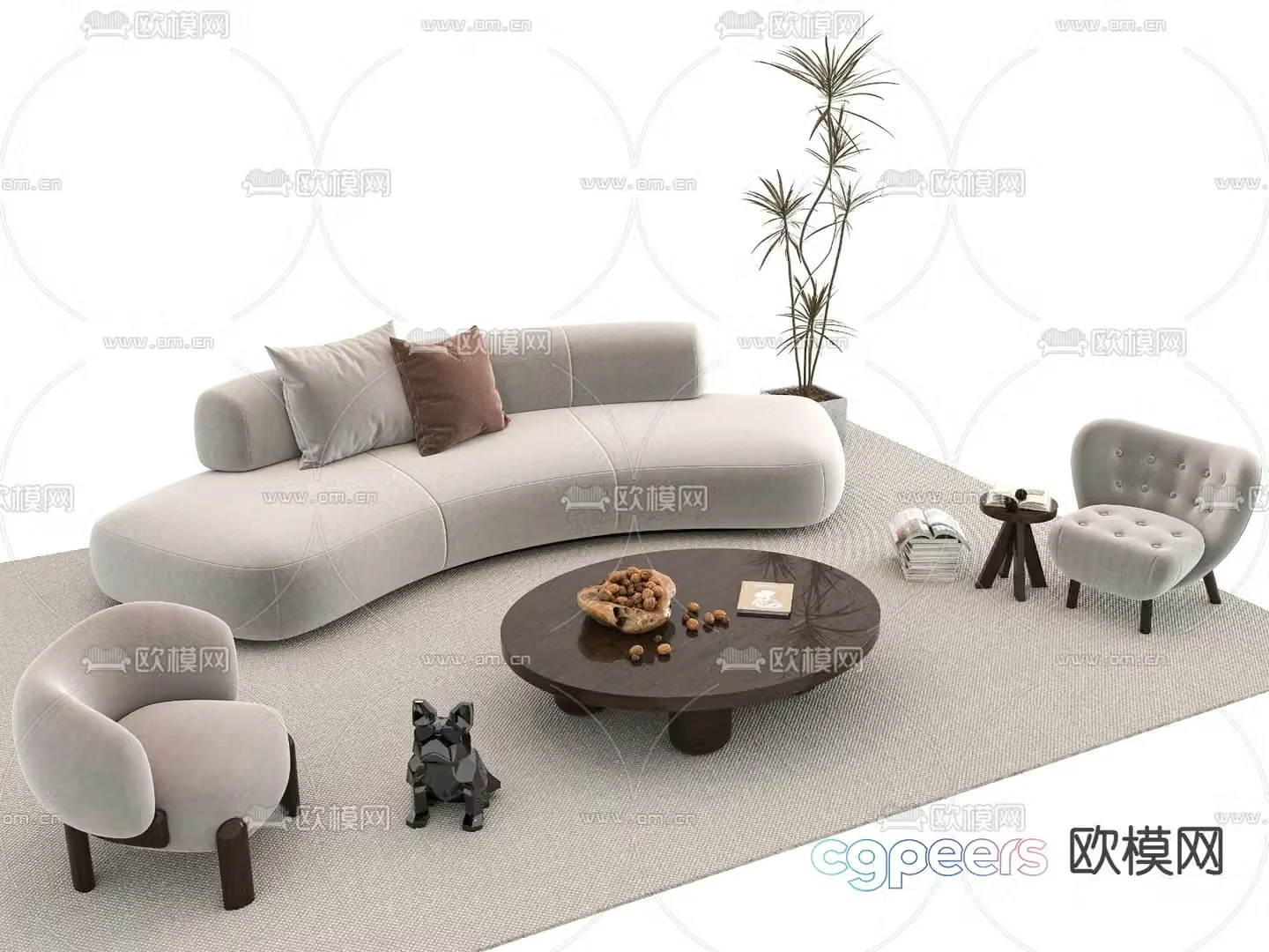 Modular sofa curved sofa 3d model
