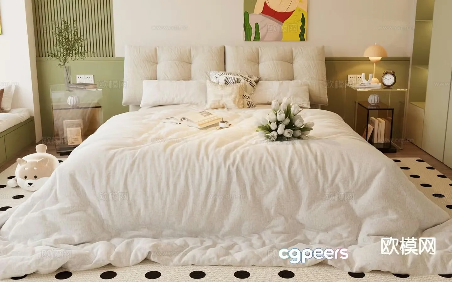 Nordic double bed 3d model