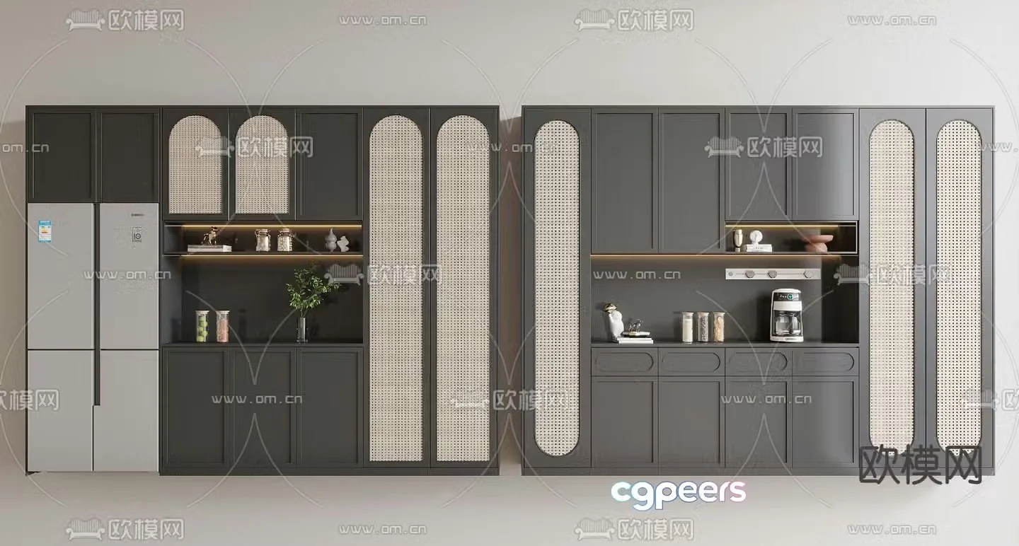 French wine cabinet sideboard 3D model