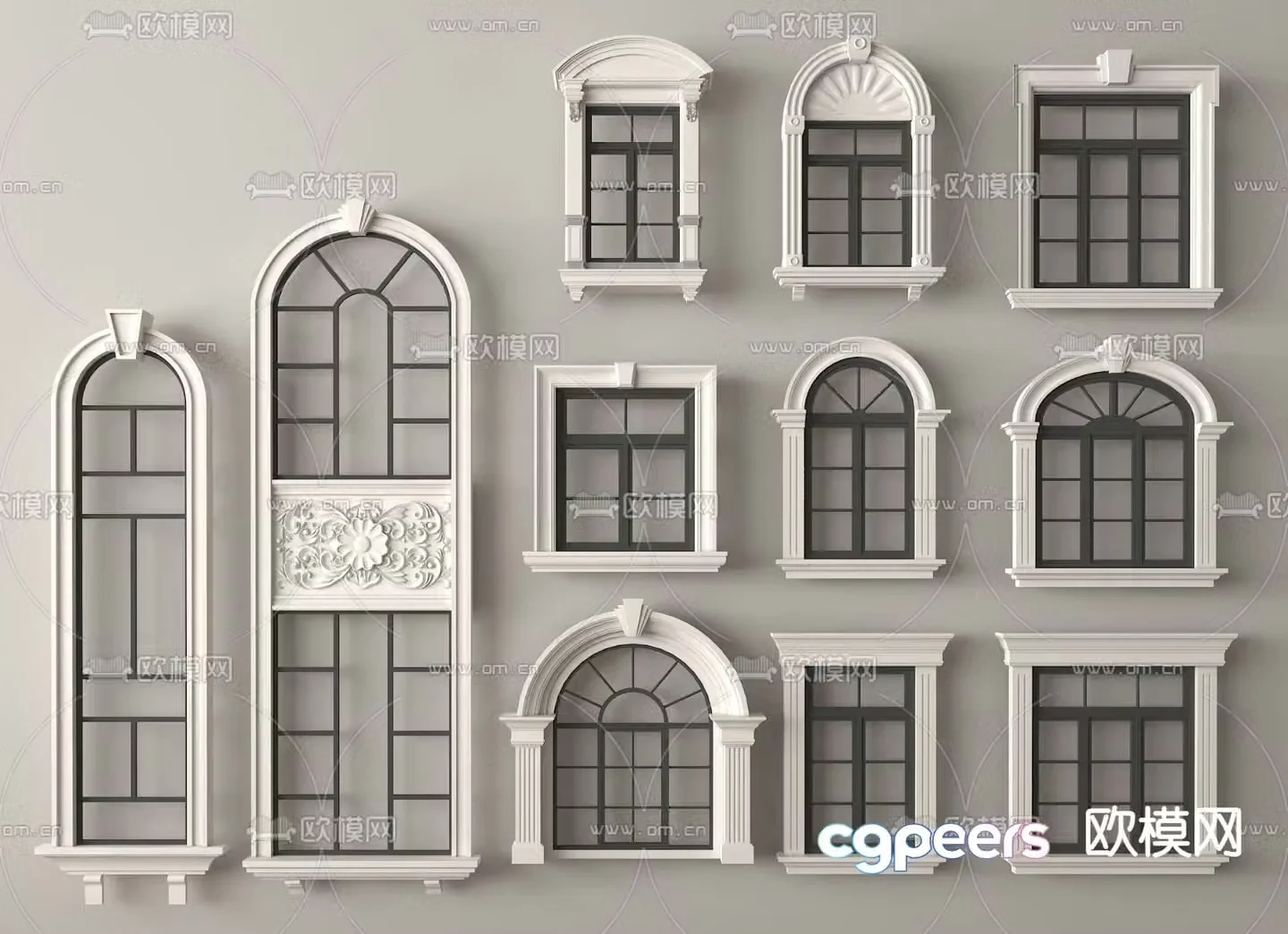 Simple European style window casement window floor-to-ceiling window 3D model
