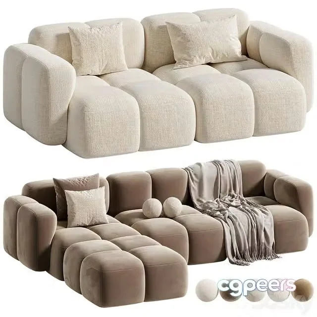 3ds Max Free – Modular corner sofa Teddy Boucle
