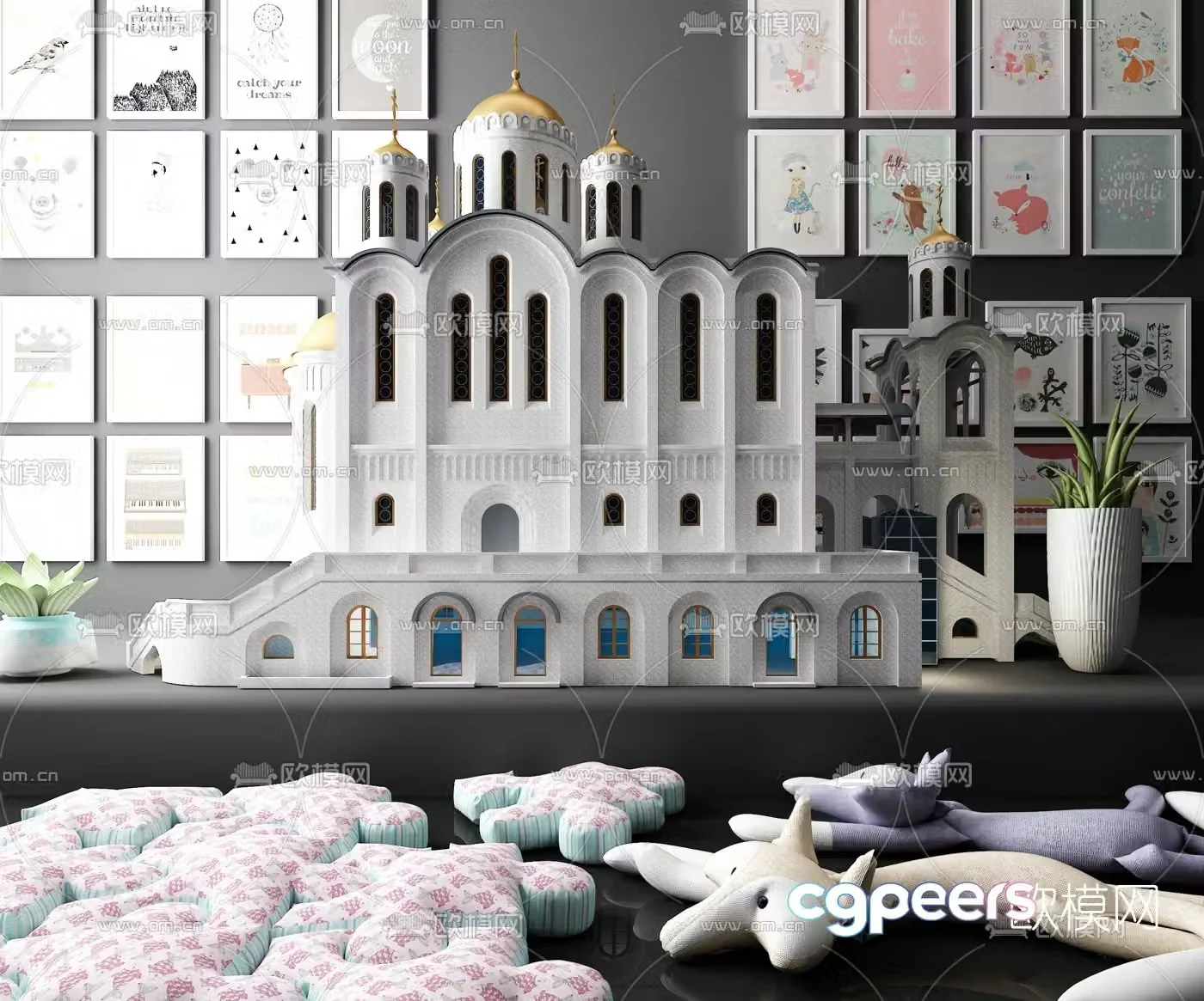 Modern doll castle toy 3d model