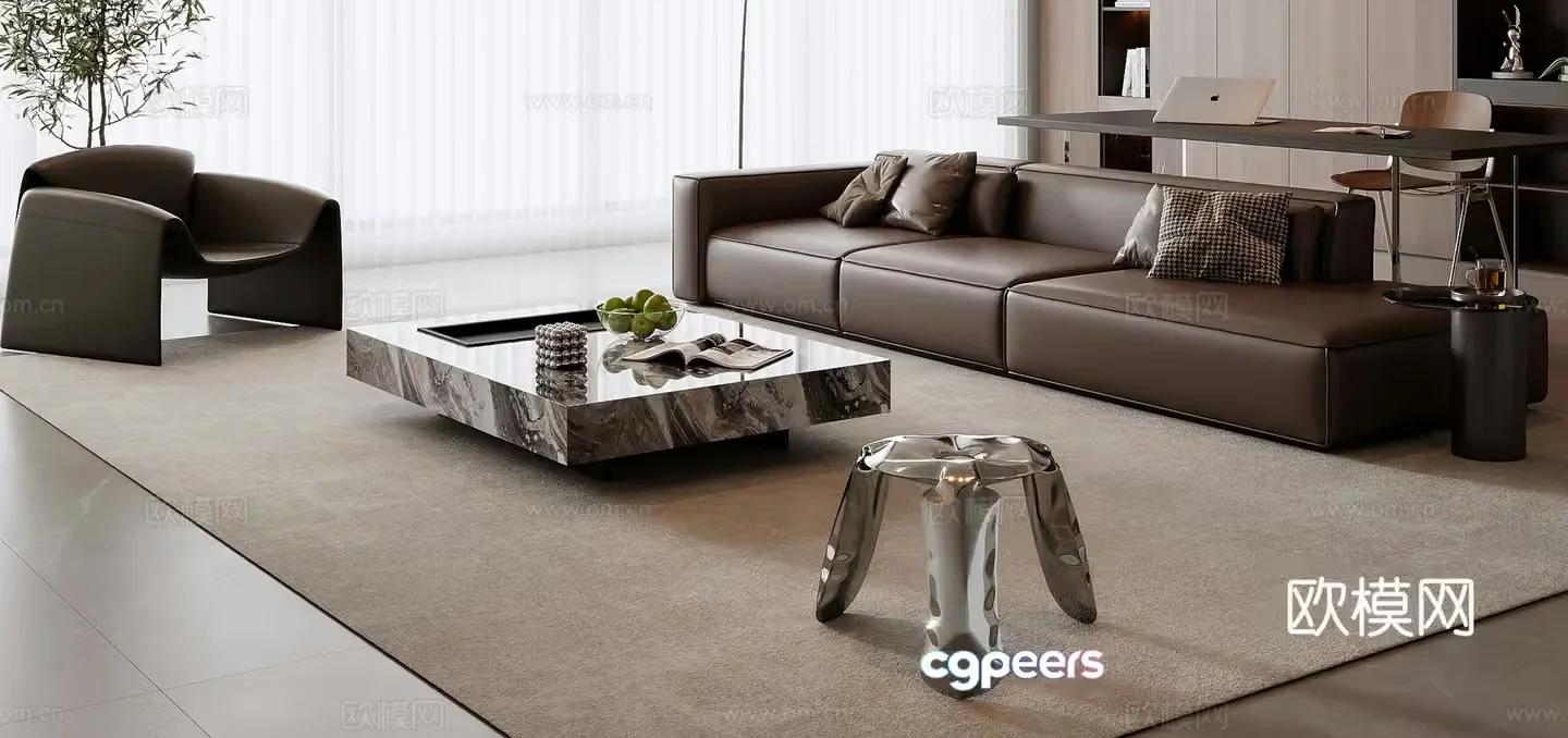 Italian sofa modular sofa 3d model