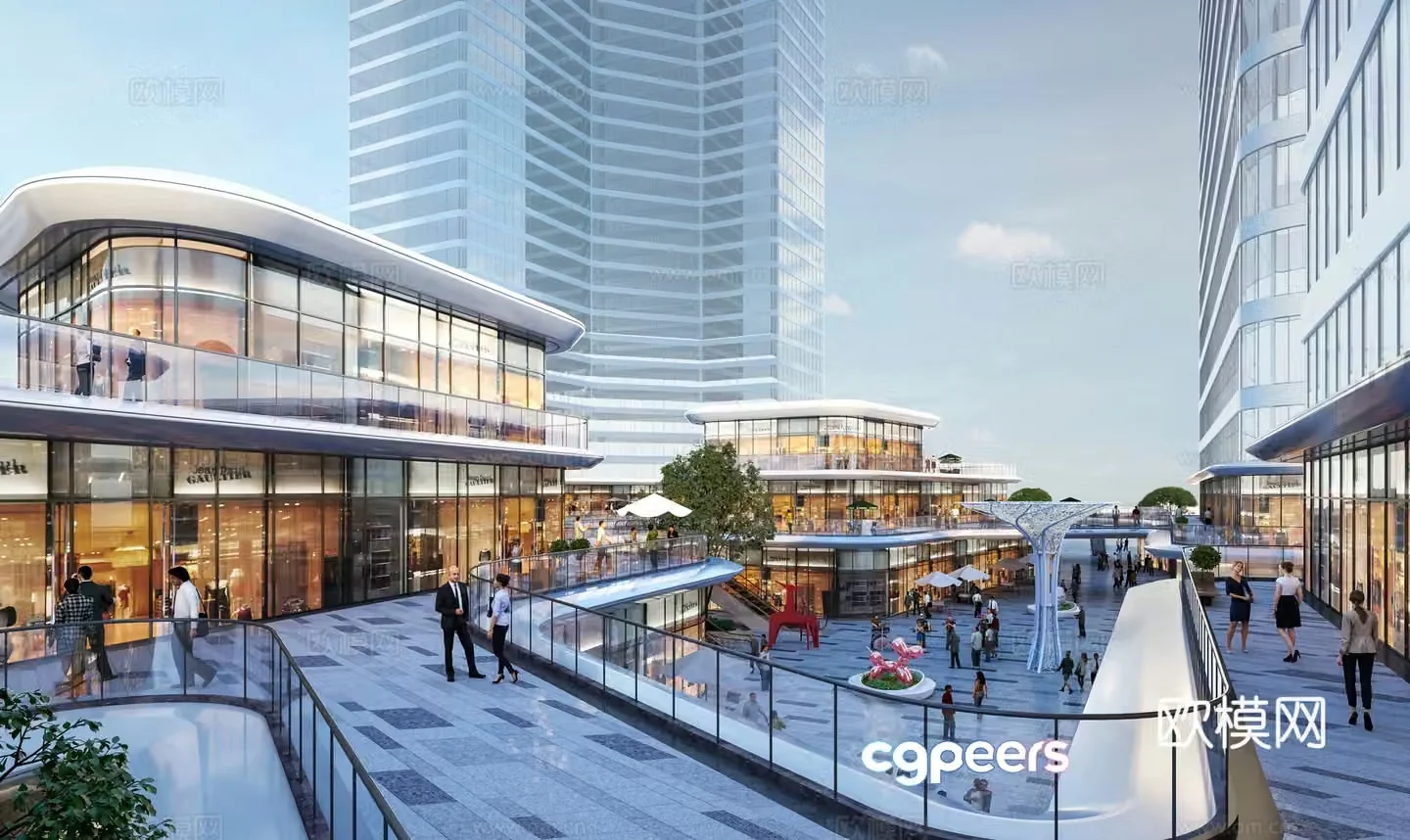 Modern commercial complex Commercial street Commercial square Shopping center Pedestrian street 3d model