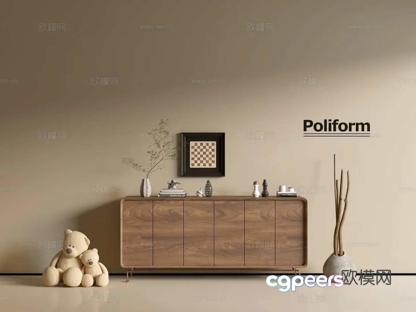 Modern wood grain TV cabinet simple side cabinet chest of drawers low cabinet whole cabinet side cabinet balcony 3D model
