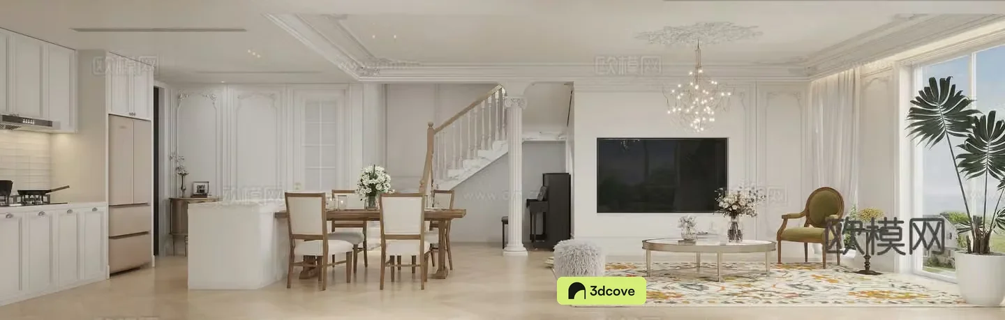 American living and dining room