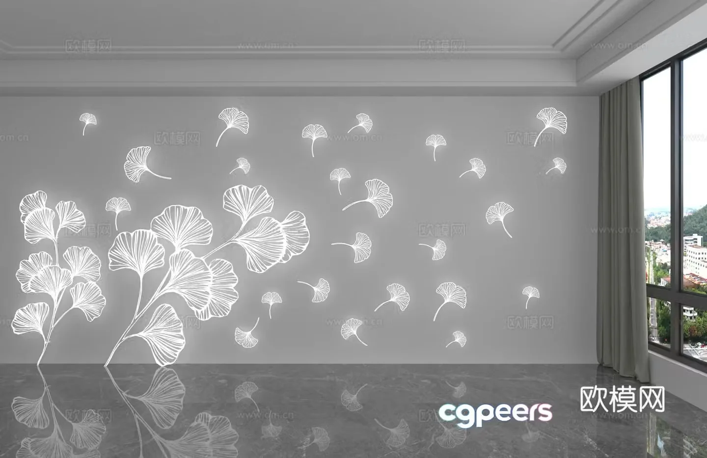 Modern dandelion glowing wall background wall 3d model