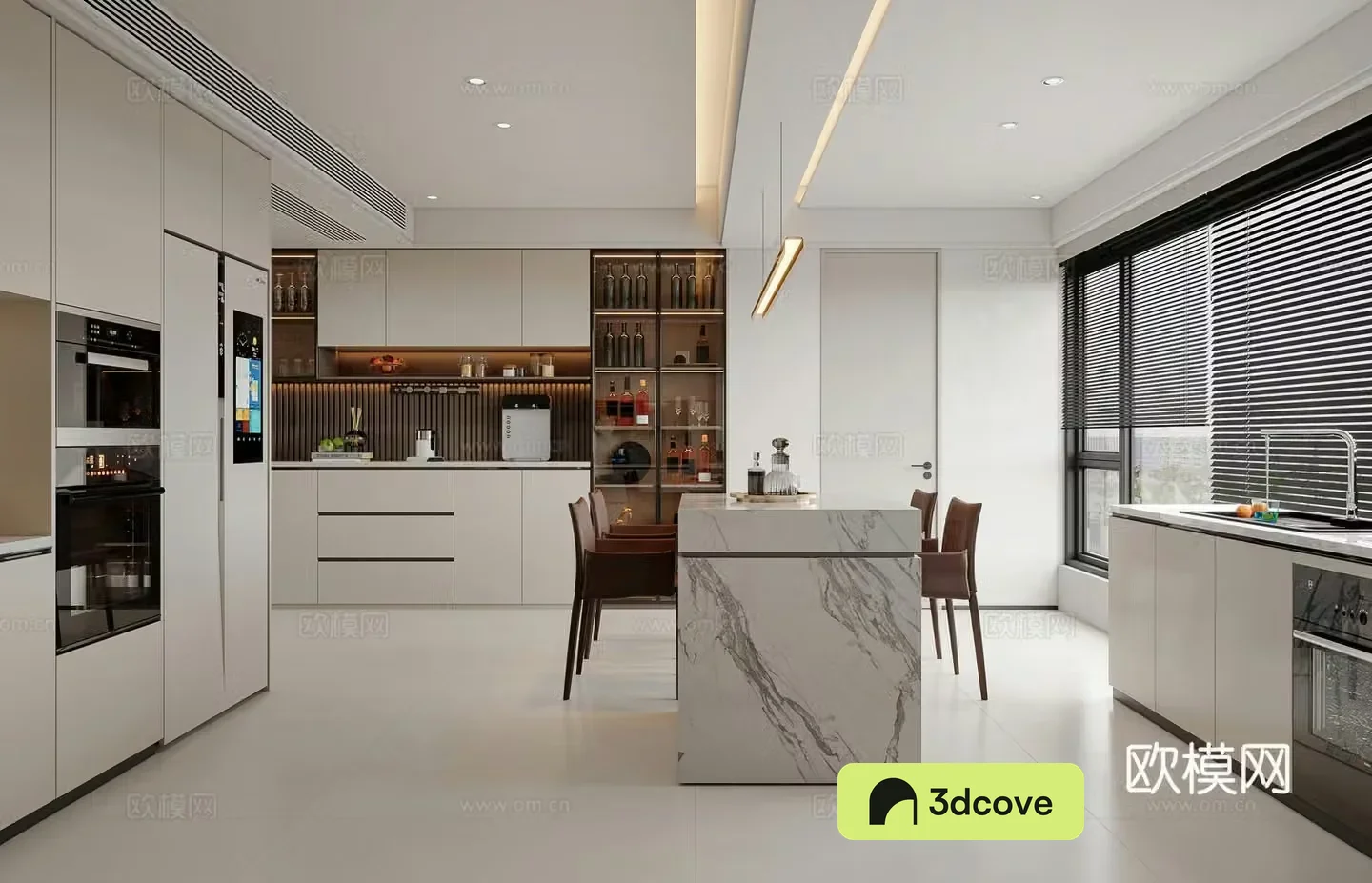Modern restaurant island wine cabinet simple refrigerator modern living restaurant kitchen