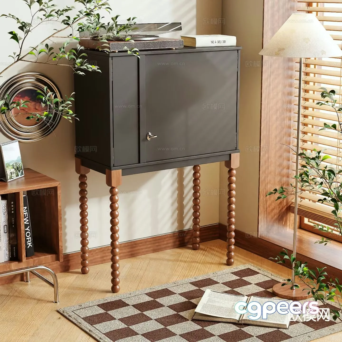Medieval style entrance cabinet and side cabinet 3D model