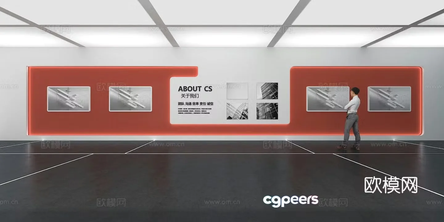 Cultural wall Corporate culture wall Display wall Classroom Exhibition hall Campus culture Corridor 3D model