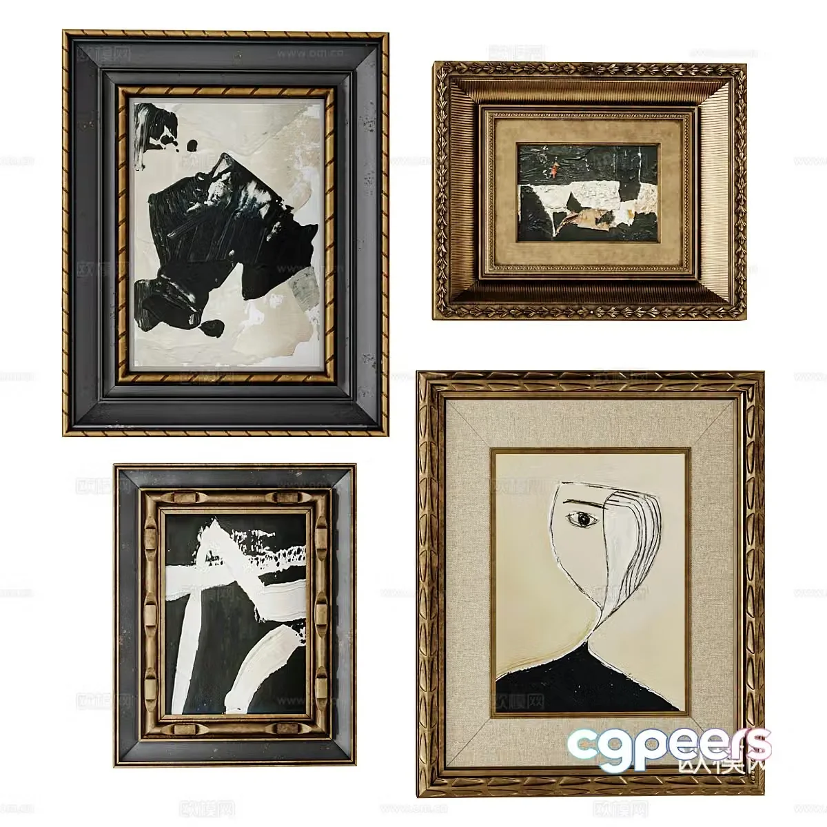 American French decorative hanging painting 3d model