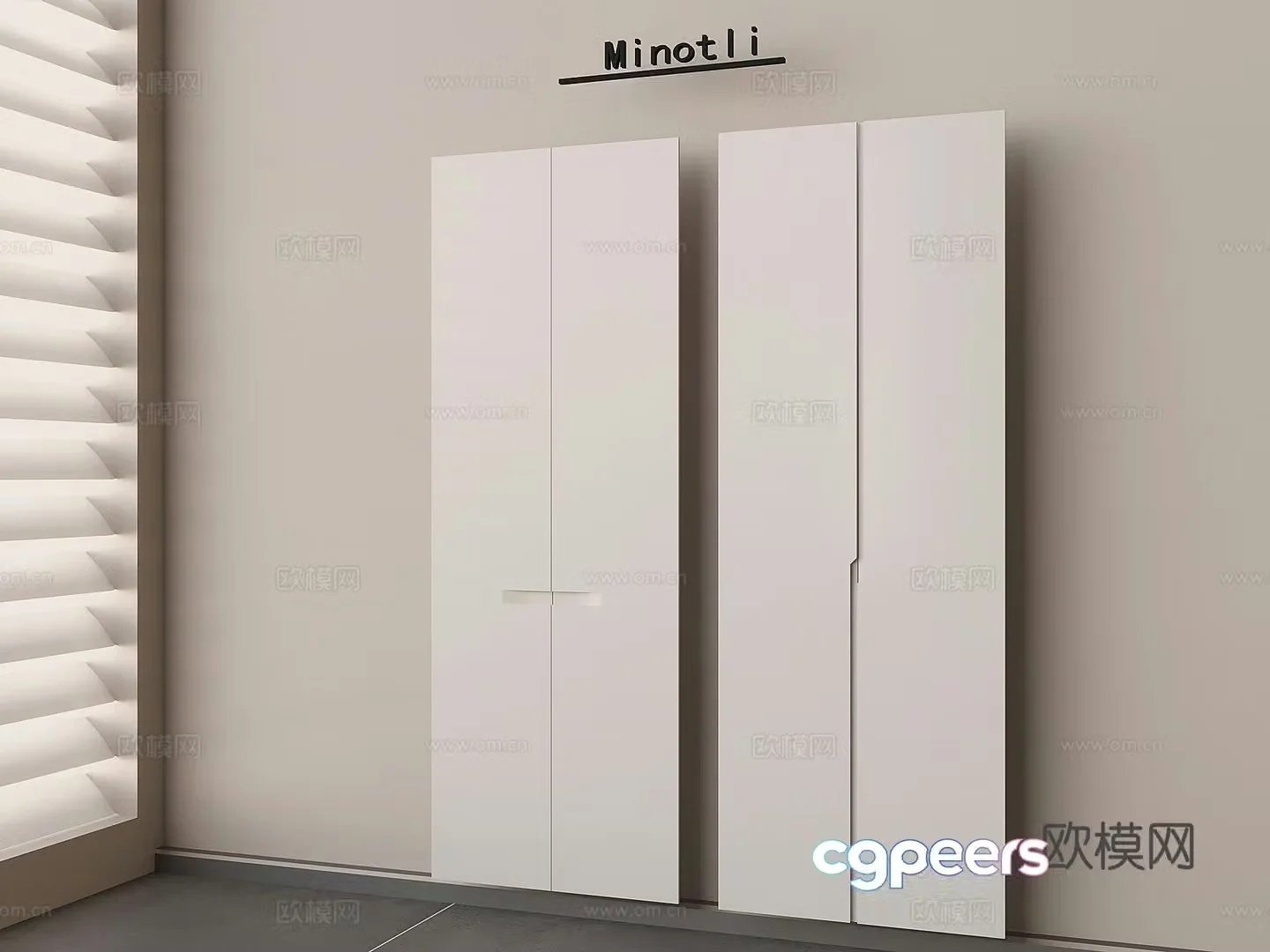 Modern cream fume cabinet door panel 3d model