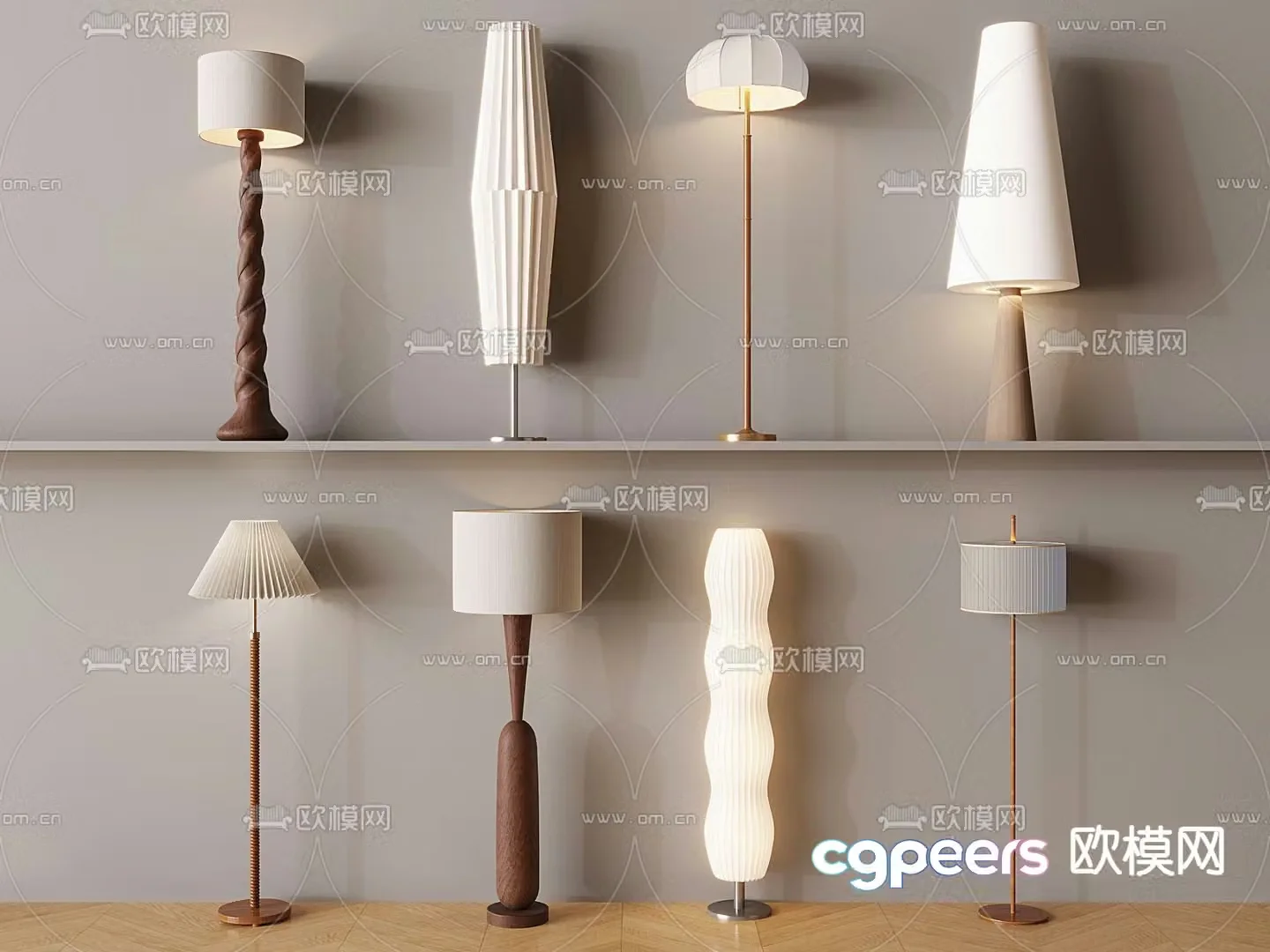 Wabi-sabi floor lamp medieval style floor lamp 3D model