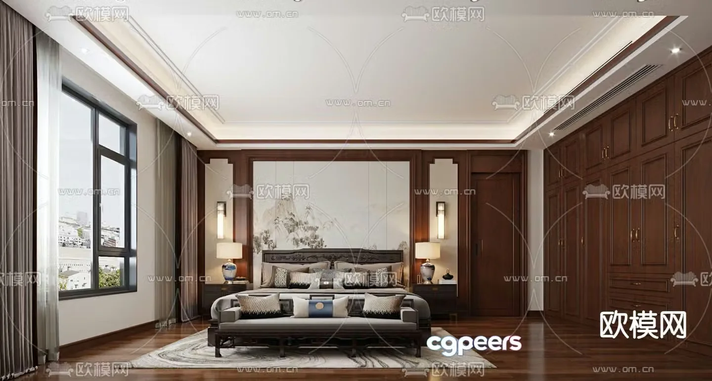 Chinese style bedroom master bedroom master room 3d model