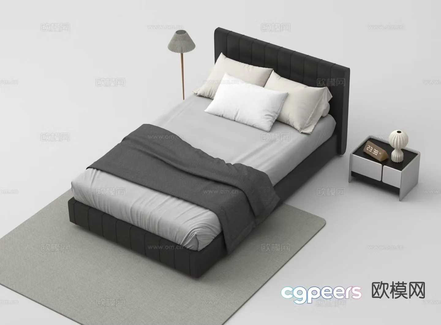 Modern single bed 3d model