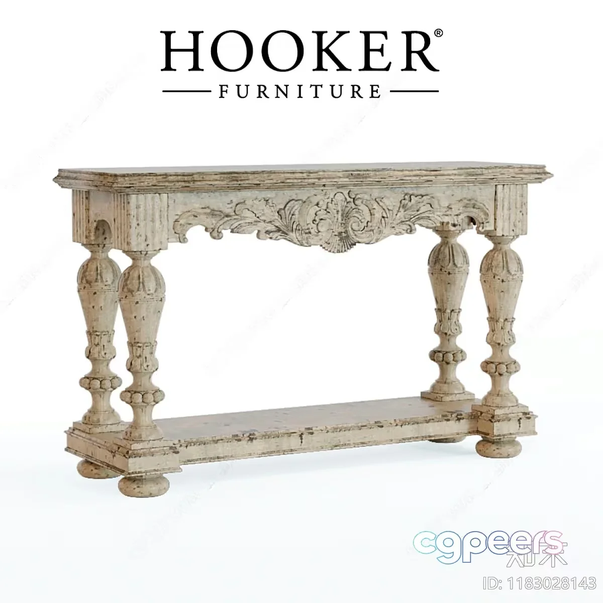 A Distressed Console Table 3D Model – 12480 – VRAY Render