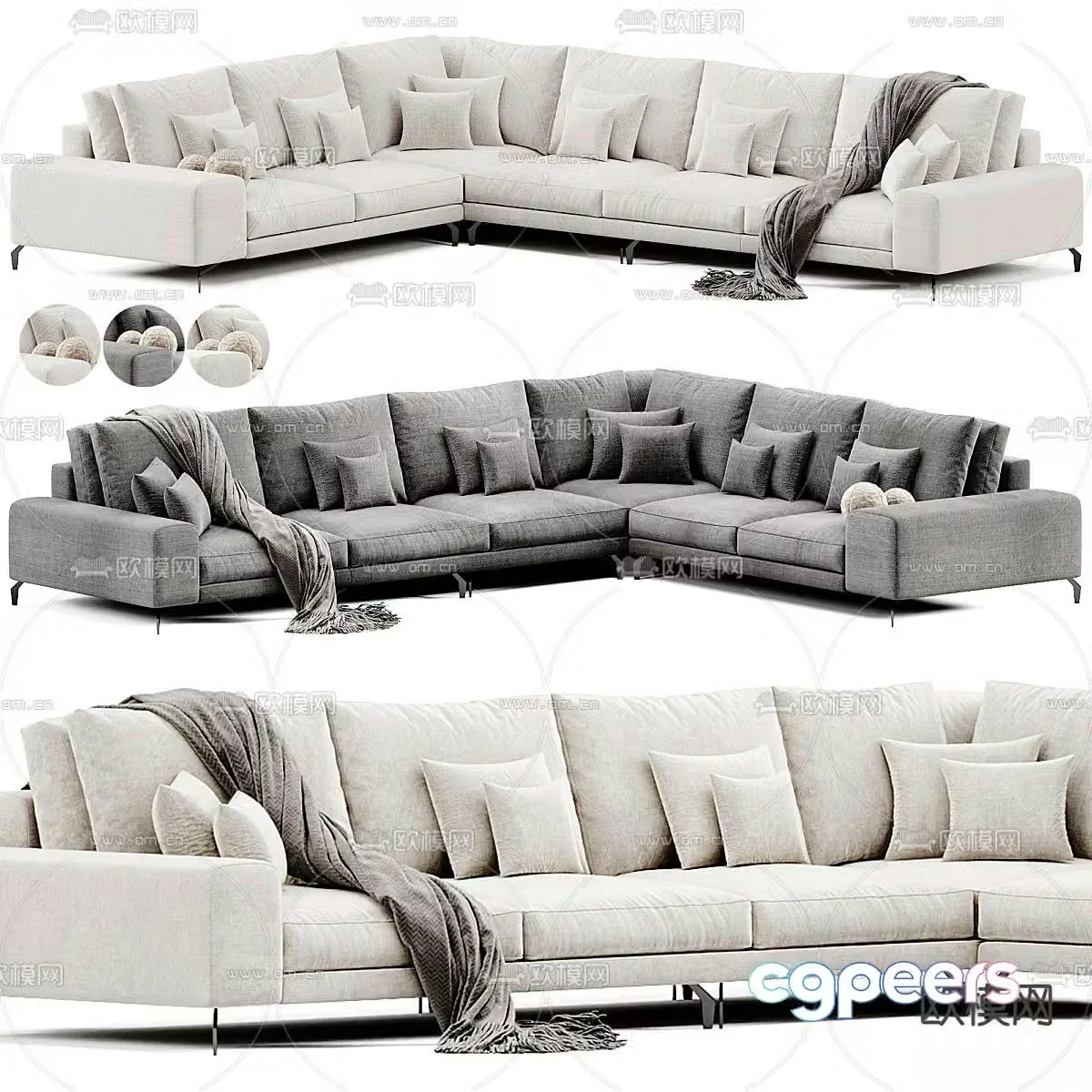 Corner sofa multi-person sofa 3d model