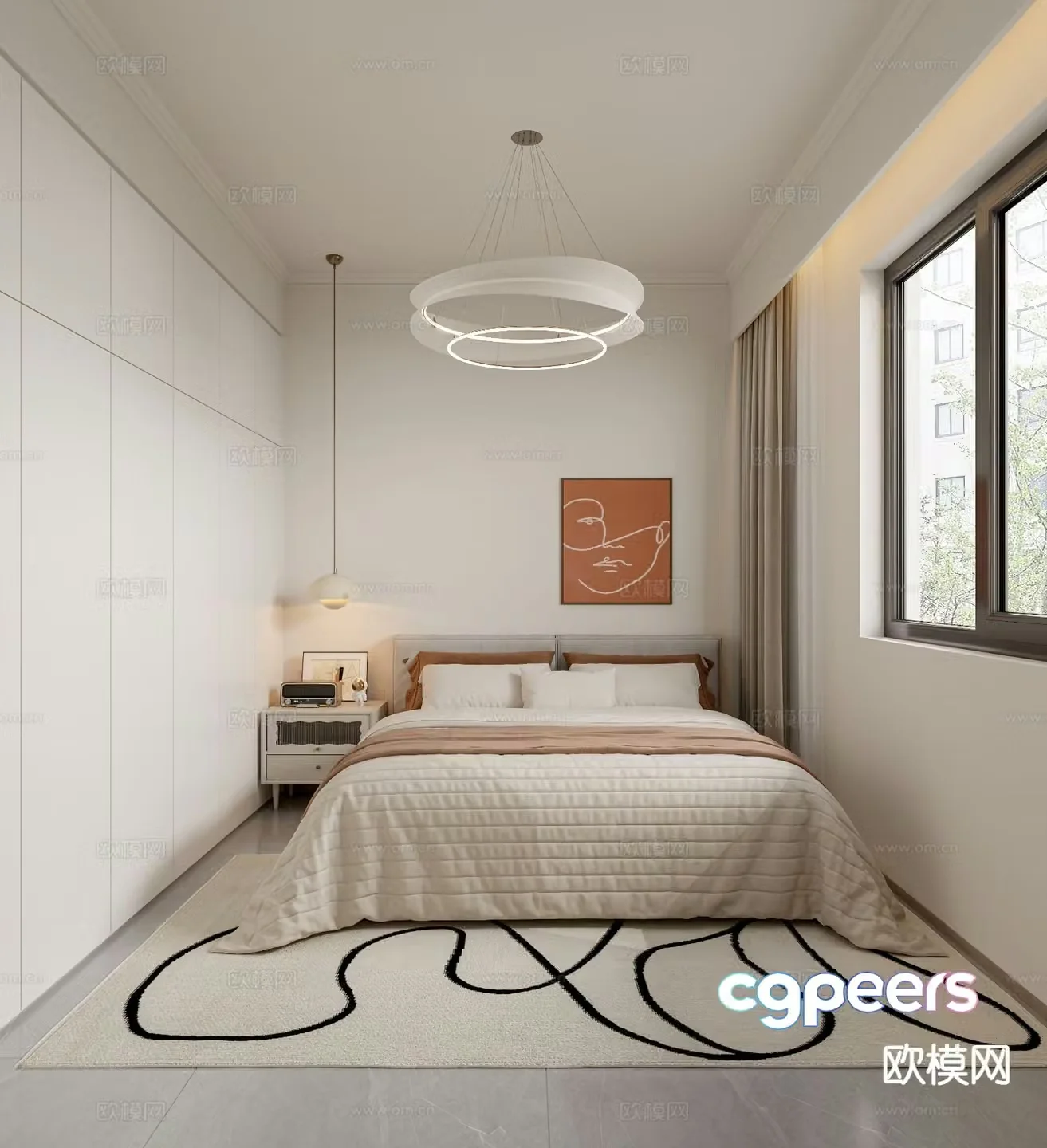 Cream style bedroom second bedroom 3D model