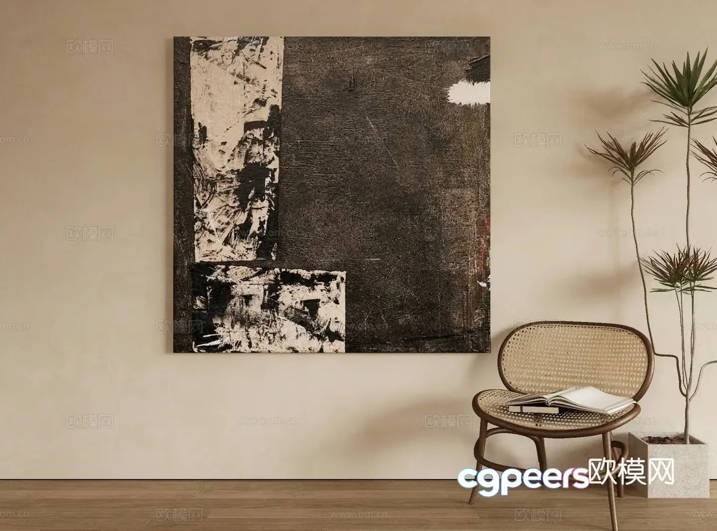 Wabi-sabi texture painting decorative painting 3d model