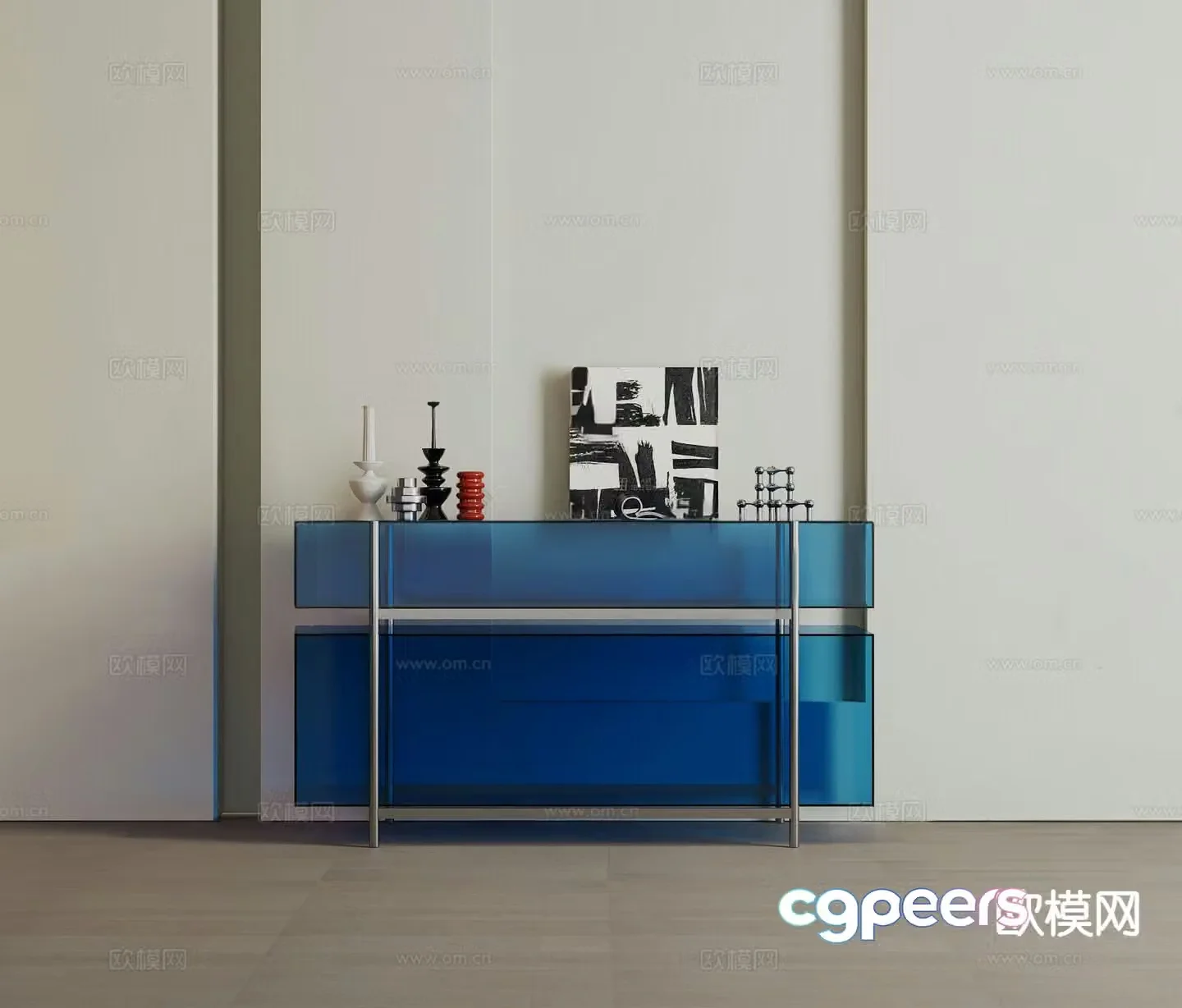 Modern glass entryway cabinet 3d model