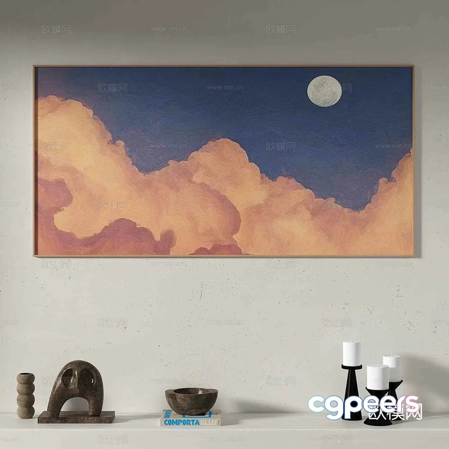 Modern oil painting decorative painting 3d model