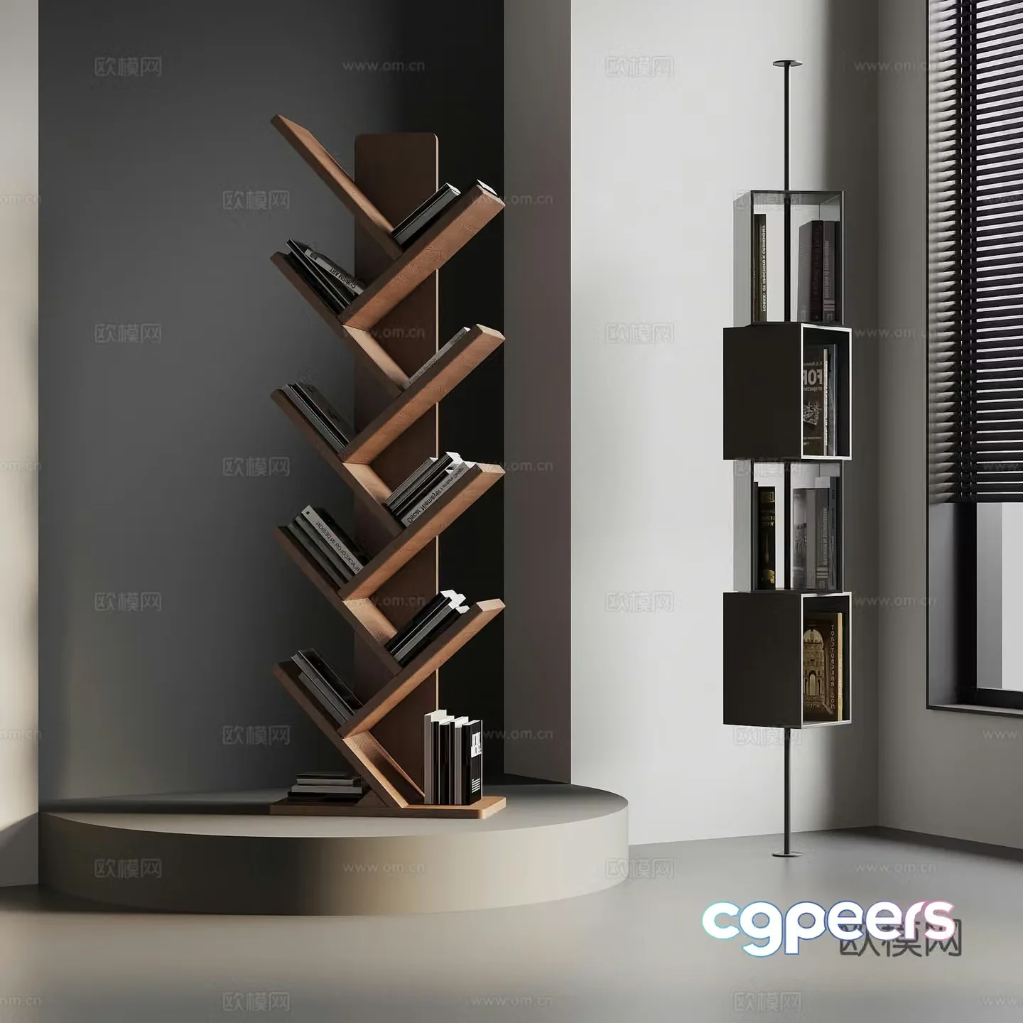 Middle style bookshelf Creative bookshelf 3D model