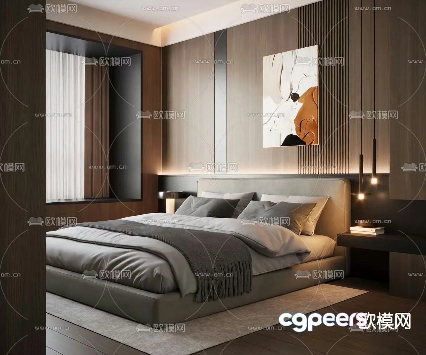 Italian double bed 3d model