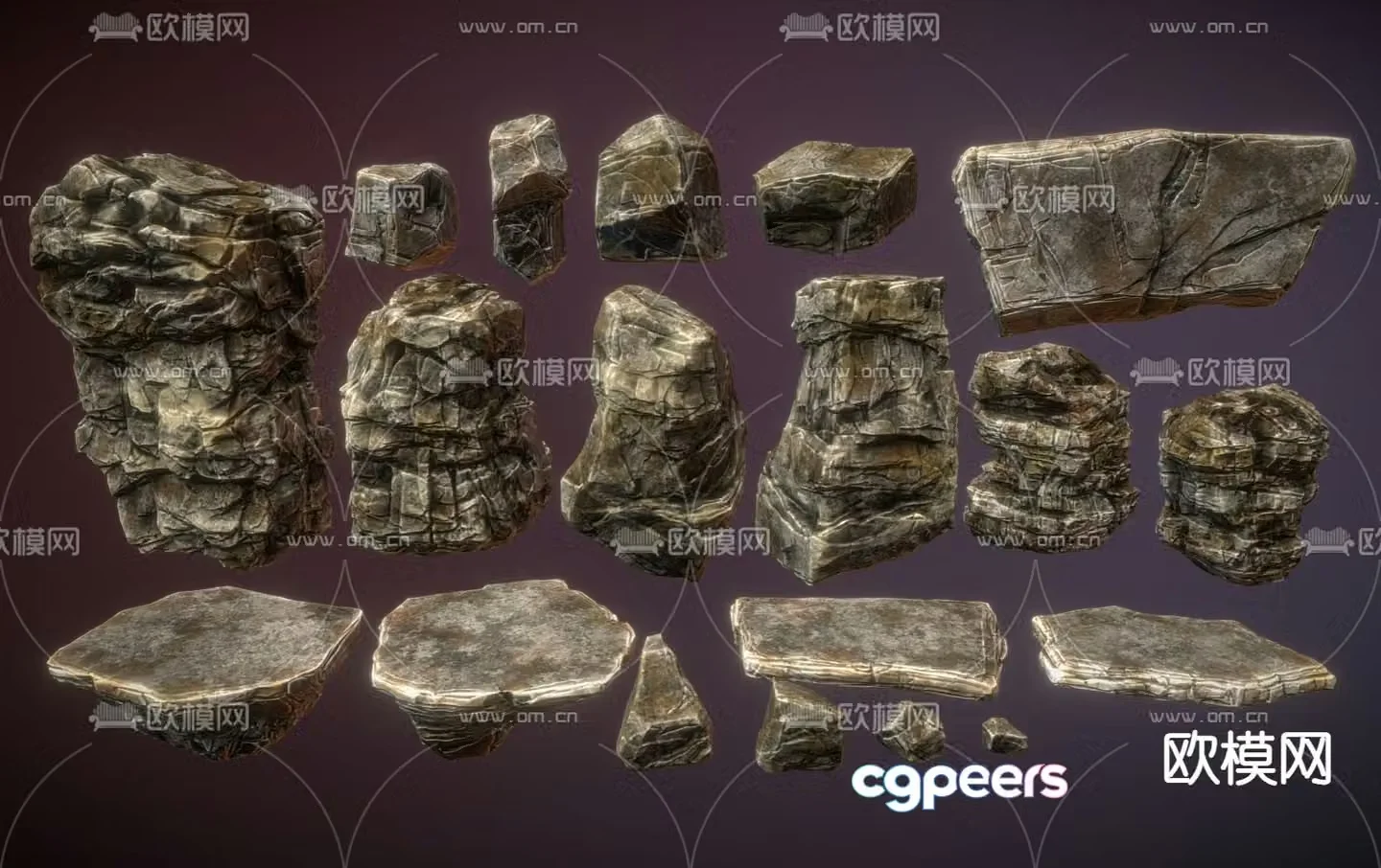 modern stone landscape stone stones rock 3d model