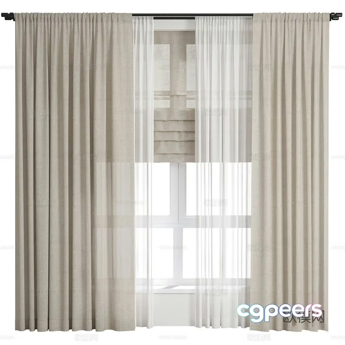 New Chinese curtain 3D model