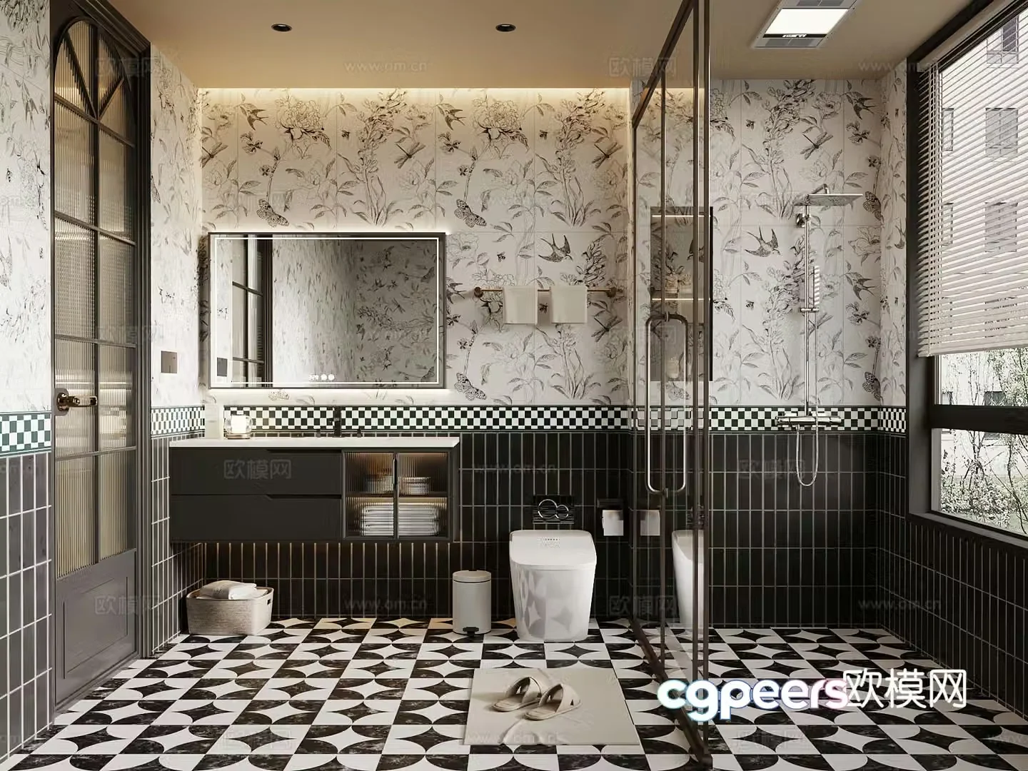 French bathroom bathroom cabinet toilet 3d model