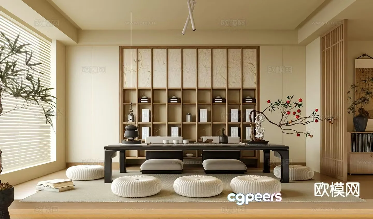New Chinese tatami tea room 3d model