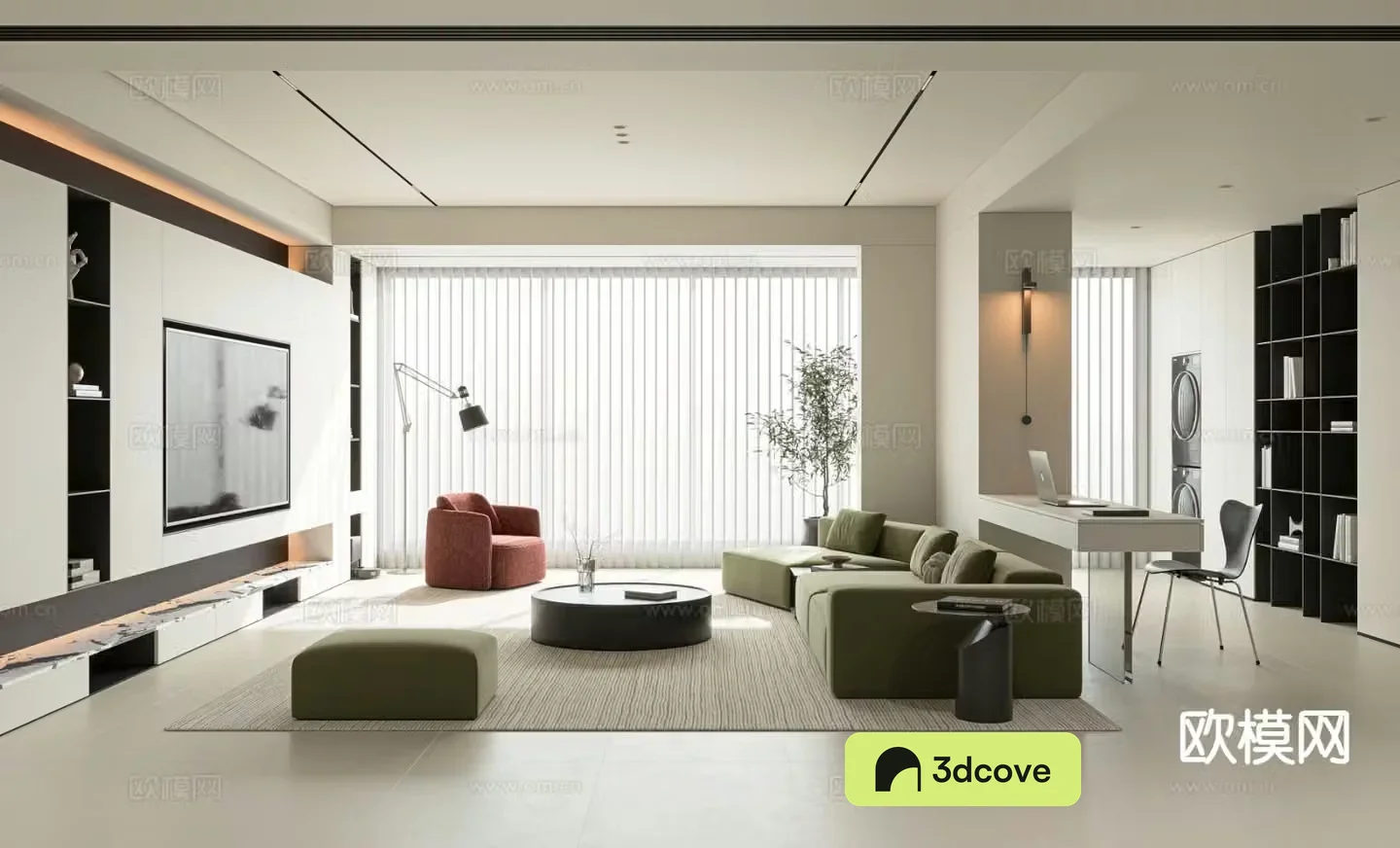 Italian style living room horizontal hall large flat floor