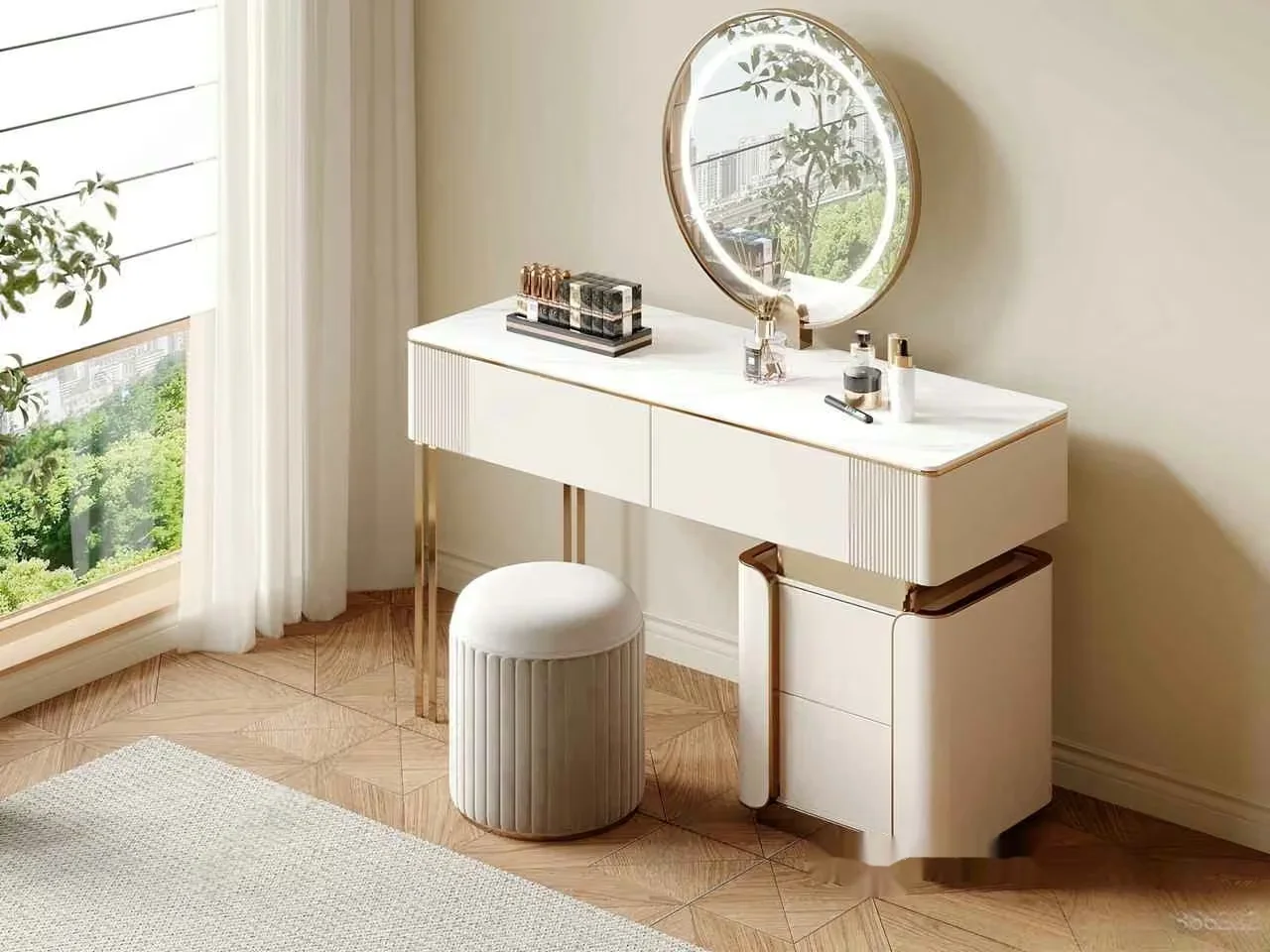 Modern White Vanity Set 3D Model – 8232 – CORONA Render