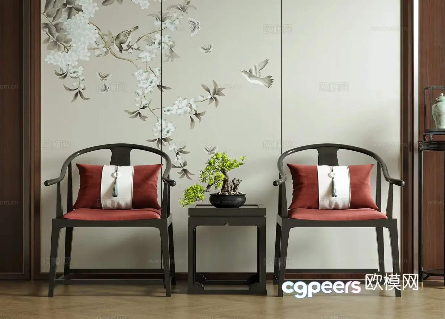 New Chinese style single chair tea chair leisure chair book chair 3d model