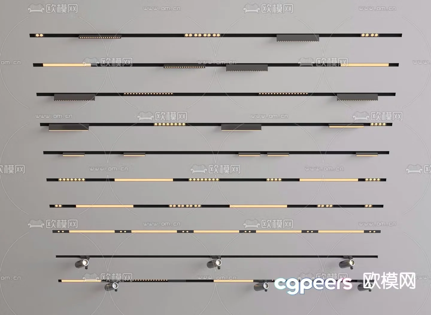 Embedded magnetic light track light linear light 3d model