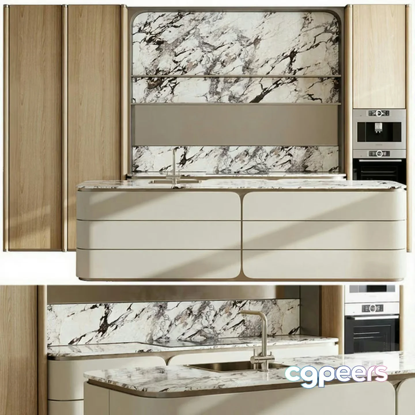 Modern Kitchen Design 3D Model – 14217 – CORONA Render