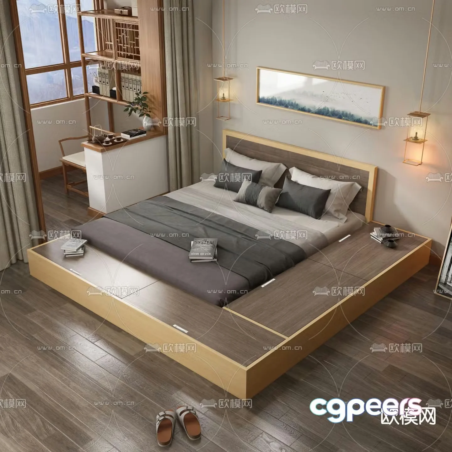 Modern Japanese tatami bed 3d model