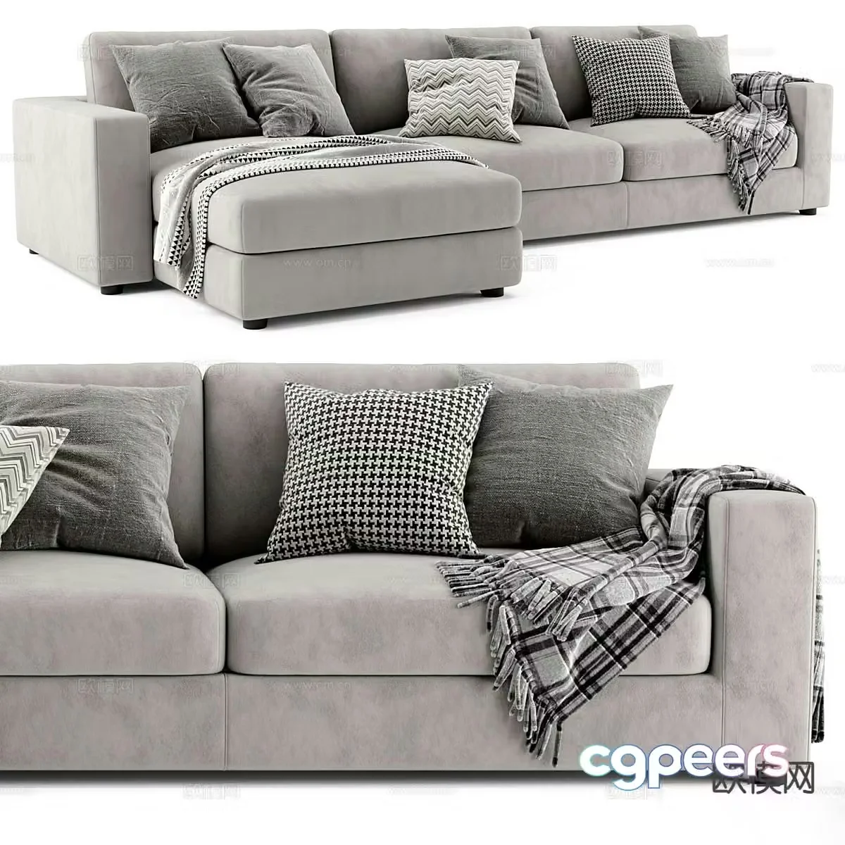 Modern fabric sofa multi-person sofa 3d model