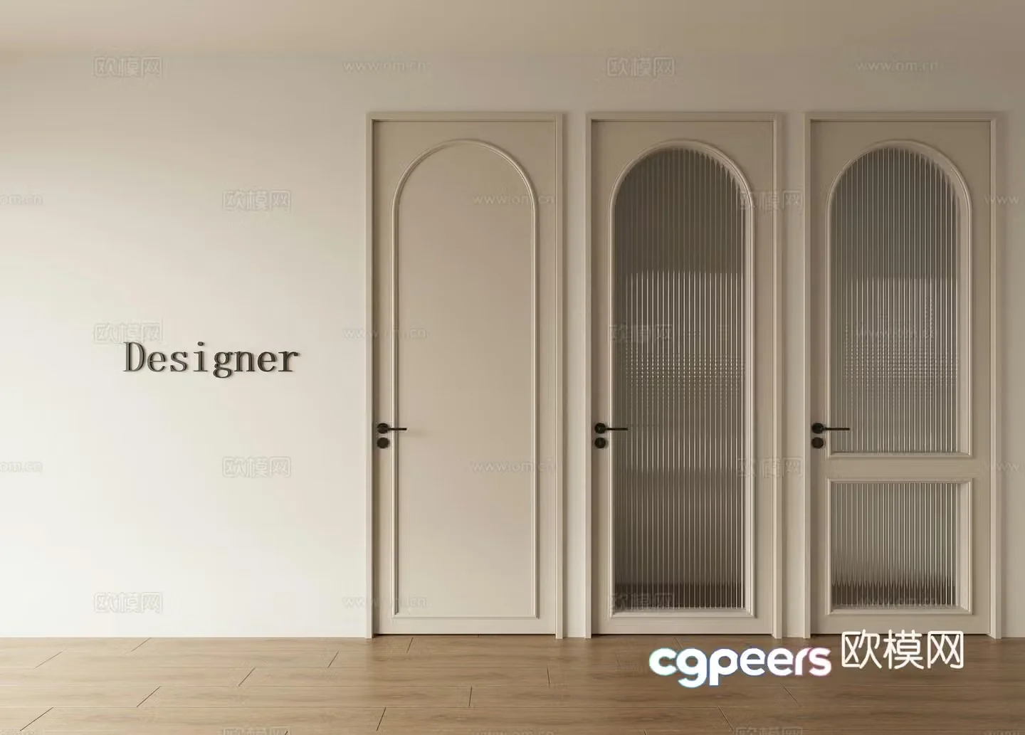 3D model of room door bathroom glass door
