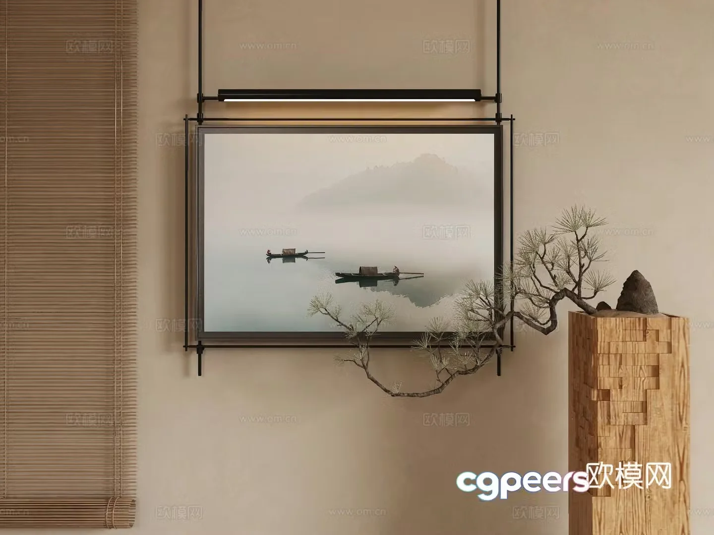New Chinese style decorative painting 3D model
