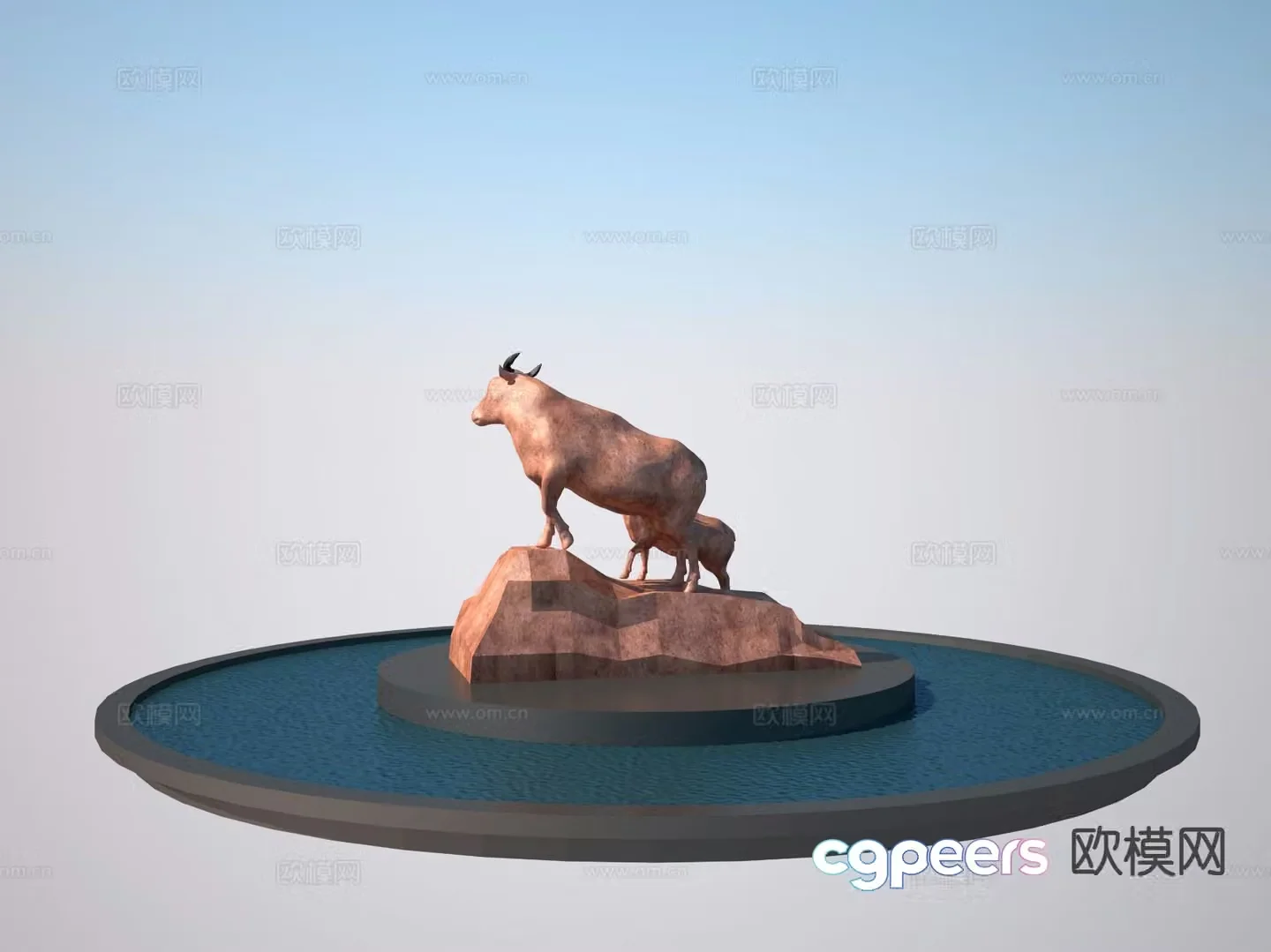 Takin Sculpture Landscape Sculpture 3D Model