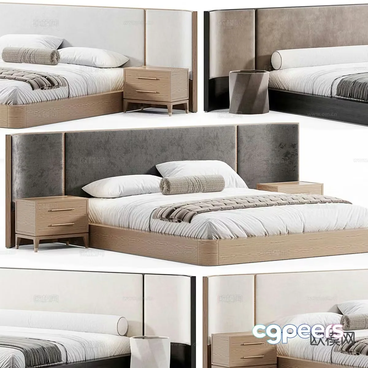 Fabric double bed 3d model