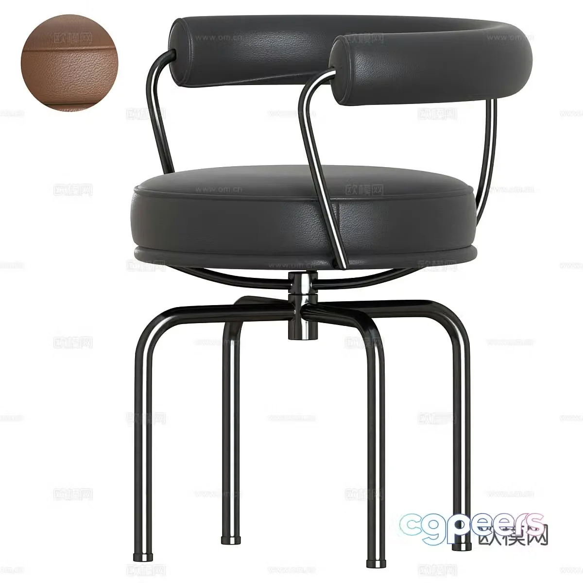 Modern Italian minimalist leather bar stool 3D model